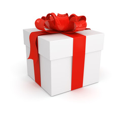 gift box with red bow isolated on white background
