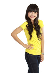 excited young woman standing