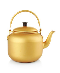A gold tea kettle