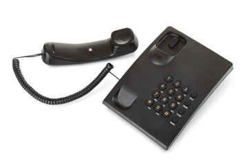 black telephone isolated over white background