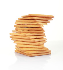 Stack of cookies on white