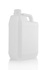 white plastic canister isolated over white