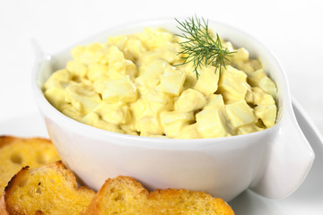 Egg salad made of boiled eggs, mayonnaise and mustard