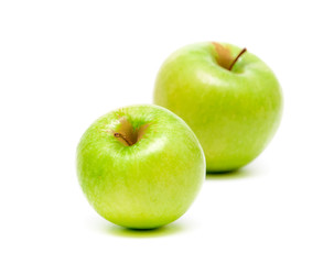 green apples on white background