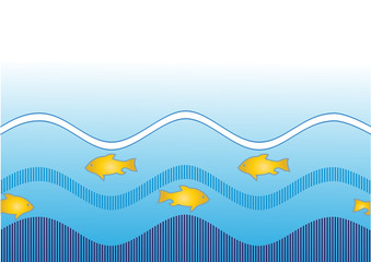 Underwater marine life with fish in seamless style