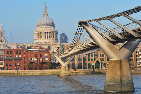 Millenium Bridge And St Pauls Cathedral