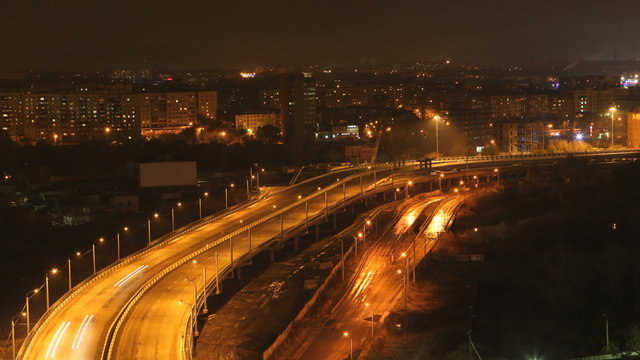 night high way. time-laps