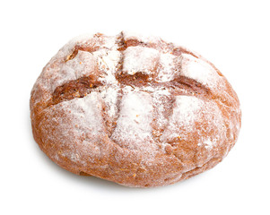 delicious round rye bread isolated on white