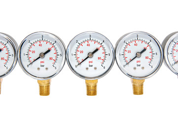 Manometers for pressure measurement on a white background