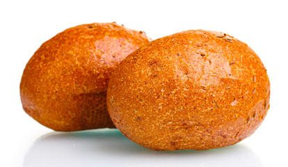 delicious rye buns isolated on white