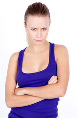 woman, white background, emotions