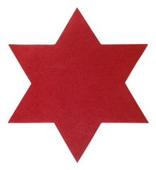 red felt star in white back