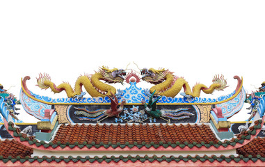 Obraz premium Chinese dragons on the roof of temple