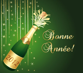 Bonne année 2012 ! Carte verte et or.