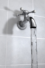Water Tap on tiles