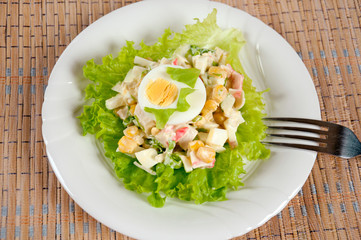 A delicious salad with egg and mayonnaise