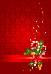 Red christmas  background with decoration