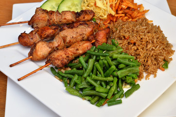 Chicken sate with fried rice