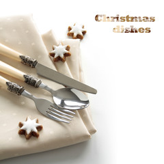Festive cutlery set in beige tones