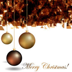 Abstract Christmas background with golden and brown baubles