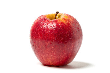 A red wet Apple on white. Objects with Clipping Paths