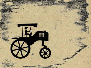 Fototapeta na wymiar tractor on grunge background