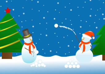 schneemänner schneeballschlacht