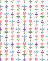 Pattern of four spring flowers