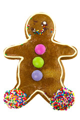 Ginger bread cookie man islolated on white