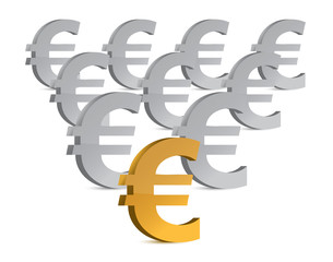 golden and silver euro symbols illustration design