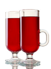 mulled wine in the glasses isolated on white