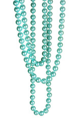 beautiful necklace of blue pearls  isolated on white