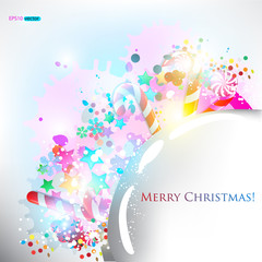 Abstract glossy speech bubble with Christmas candy. Vector backg