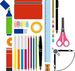 material escolar y de oficina vectorizado