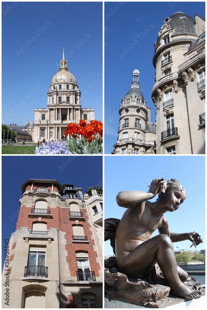 Canvas Prints Paris, 4 photos pour carte postale