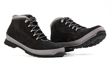Low top men hiking boots over white