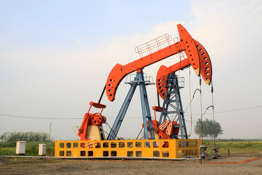 oil pumping unit in working