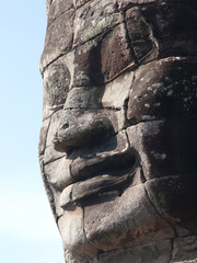 Stone face at the Bayon Temple in Cambodia