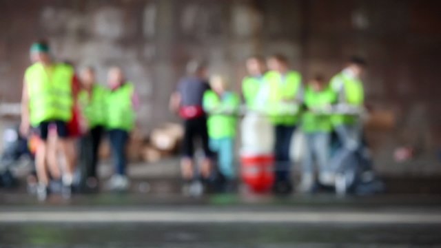 People run in both directions, some stop at recreation zone