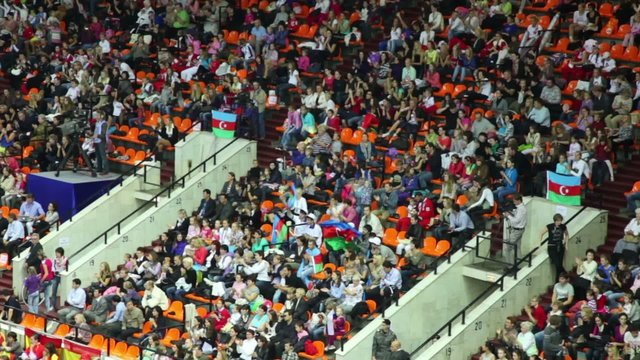 Spectators with Azerbaijani flags