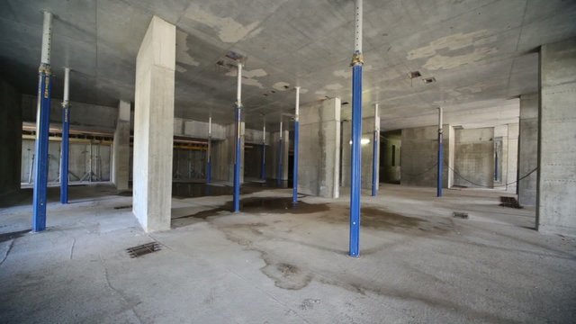 Panorama of unfinished room at construction site
