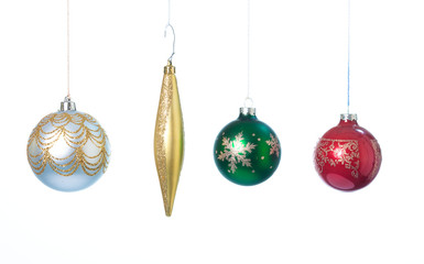 Four Christmas ornaments.