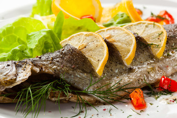 Fish dish - roast trout and vegetables