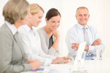 Fototapeta premium Business team pretty businesswomen with colleagues