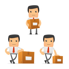set of funny cartoon manager