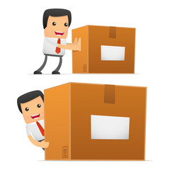 set of funny cartoon manager