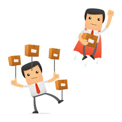 set of funny cartoon manager