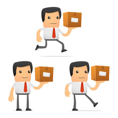 set of funny cartoon manager