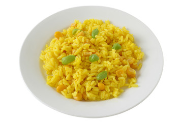 rice with corn on plate