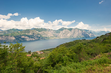Naklejka na ściany i meble Panoramic view of Lake Garda, Italy